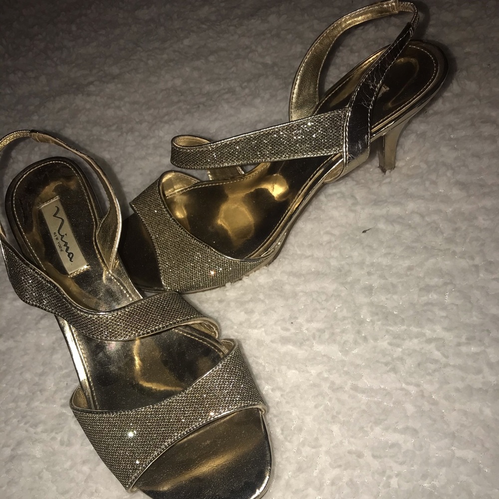gold, sparkly heels